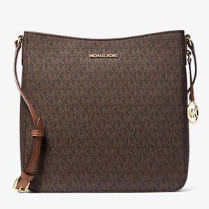 Michael Kors Jet Set Large Messenger Crossbody Bag Signature Brown NWOT